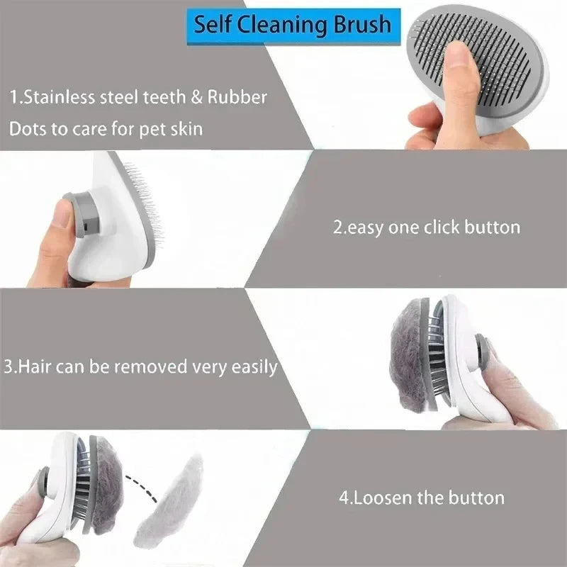 Self-Cleaning Pet Dematting Brush